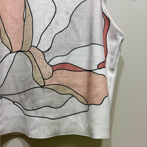 Zara Floral Print Soft Lined Sleeveless Cropped Length Crop Top Shirt White Pink - Picture 3 of 10